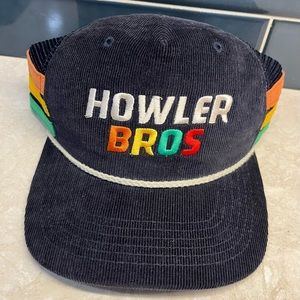 Howler Brothers Trucker Hat Blue Corduroy rim Multi Color Logo Bros SnapBack Cap